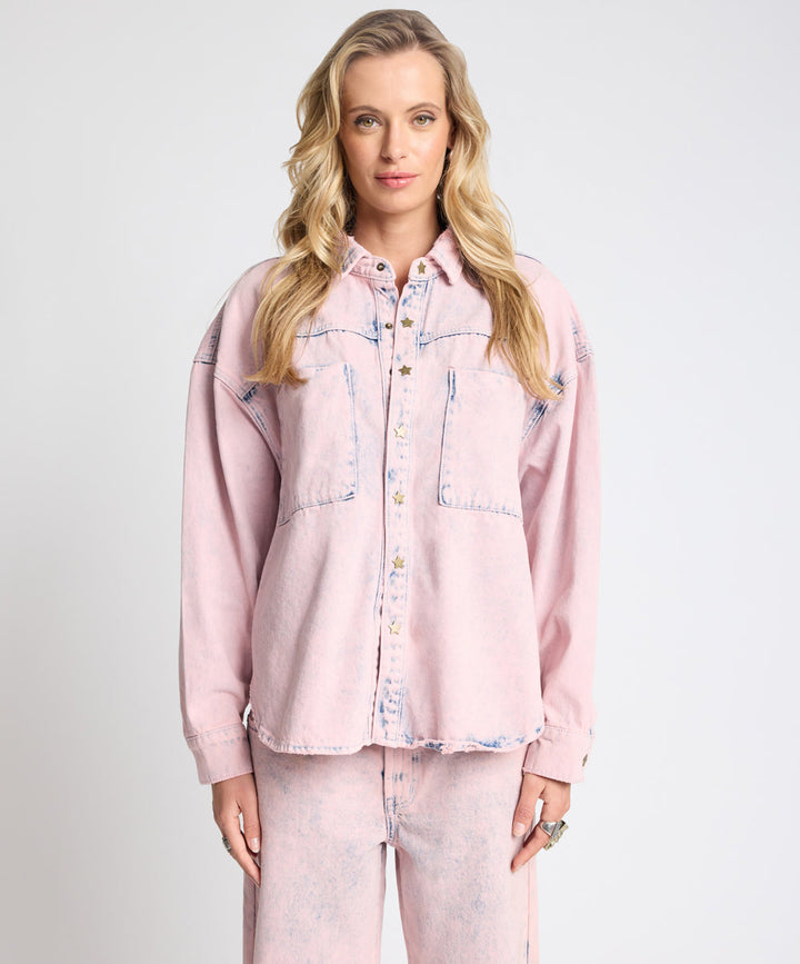 one teaspoon PINK HAZE STAR TEASER DARIA DENIM SHACKET