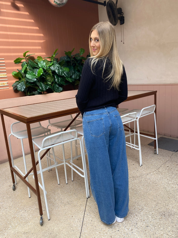 back detail of the paper heart two tone denim jeans