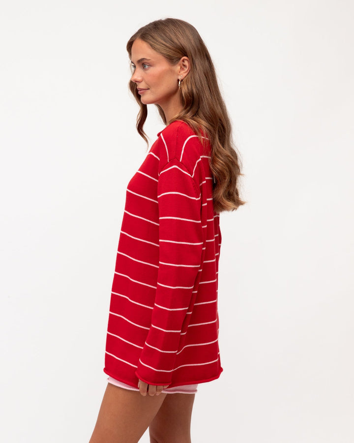 paper heart bea pink and red striped knit