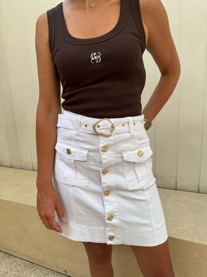 white Mini Skirt from Refuge Denim