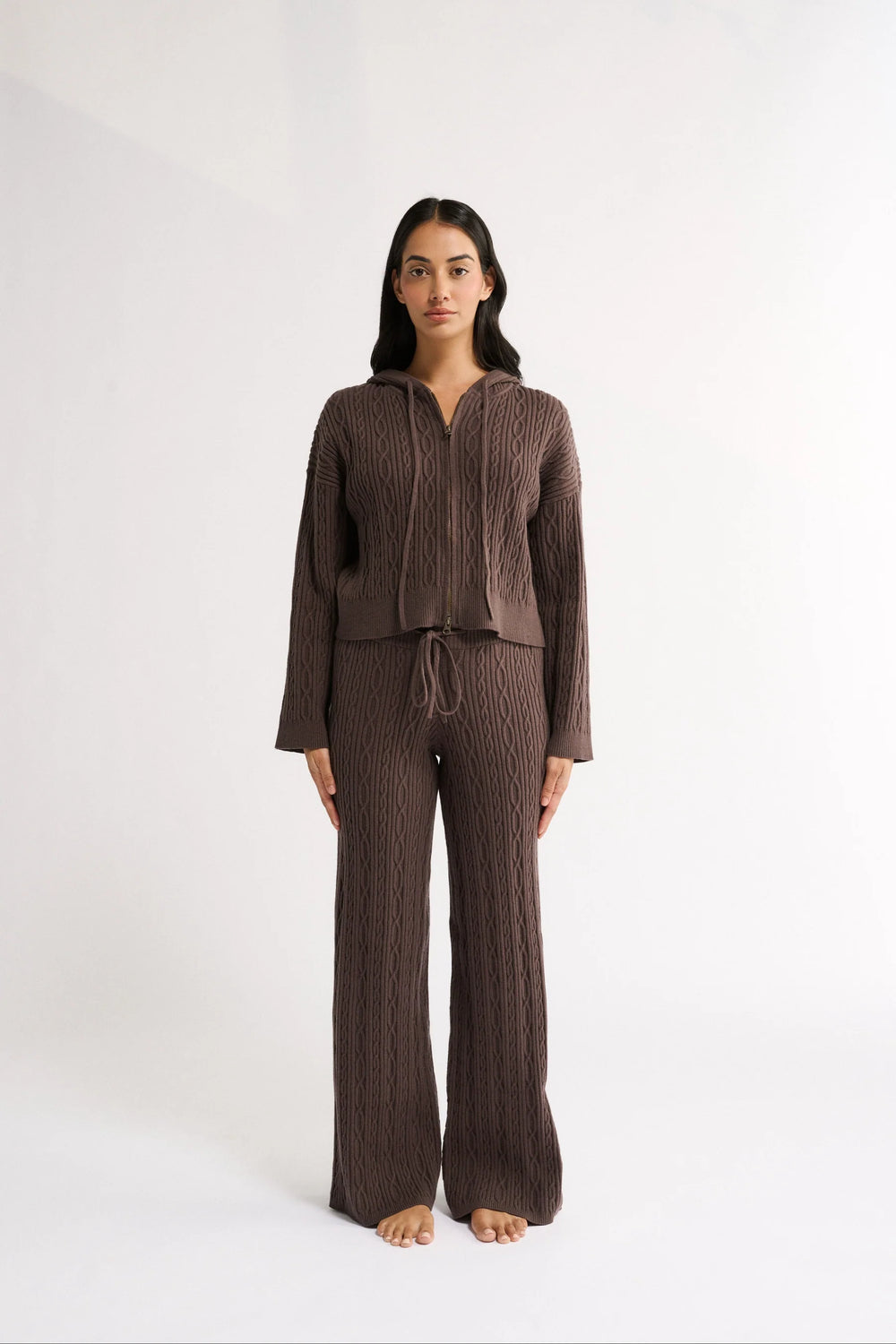 primi Katie Cable Knit Jacket in Chocolate 