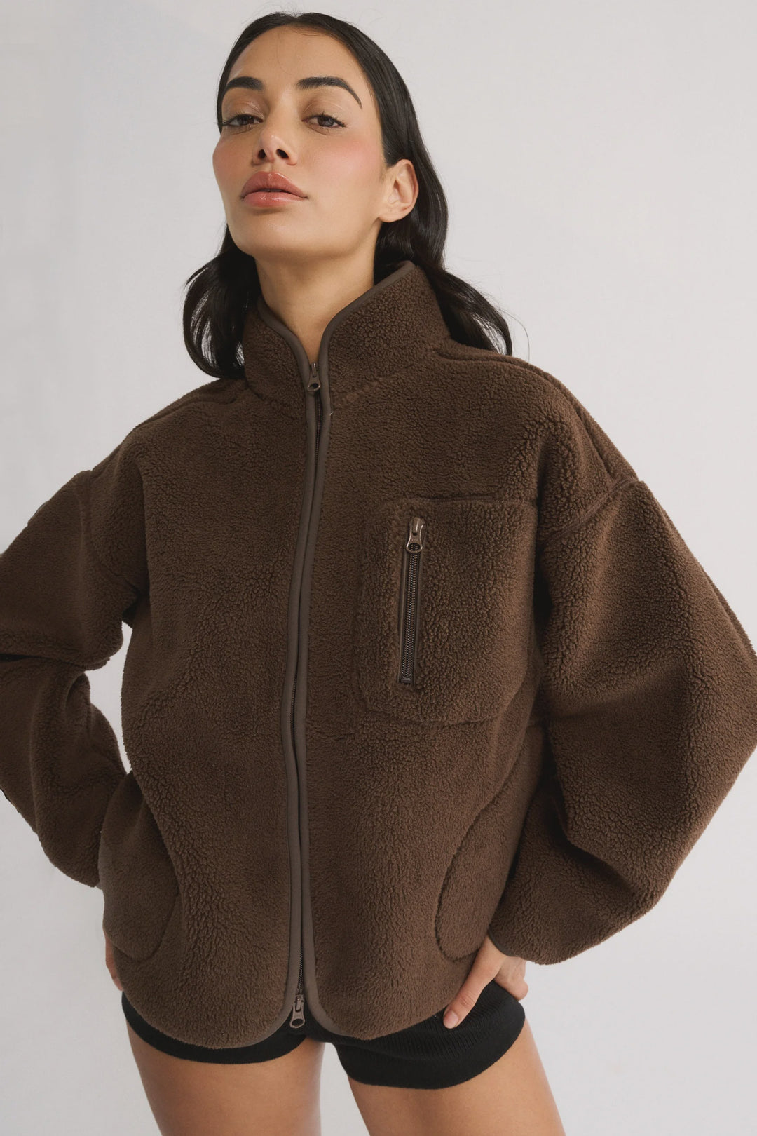 Flo Sherpa Jacket in Chocolate from Primi