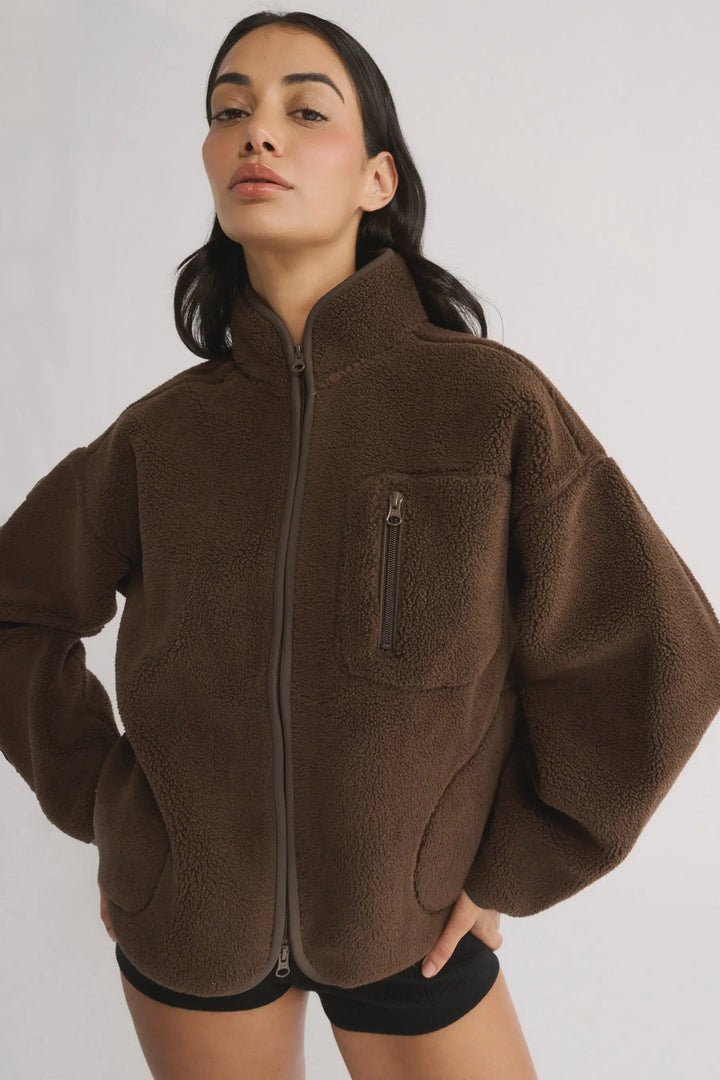 Flo Sherpa Jacket in Chocolate from Primi