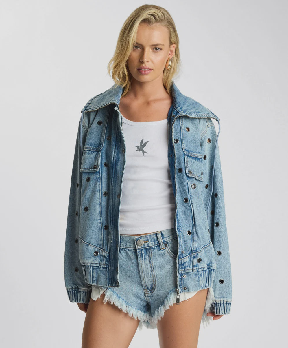 Punk Paradise Denim Bomber Jacket / Salty Dog