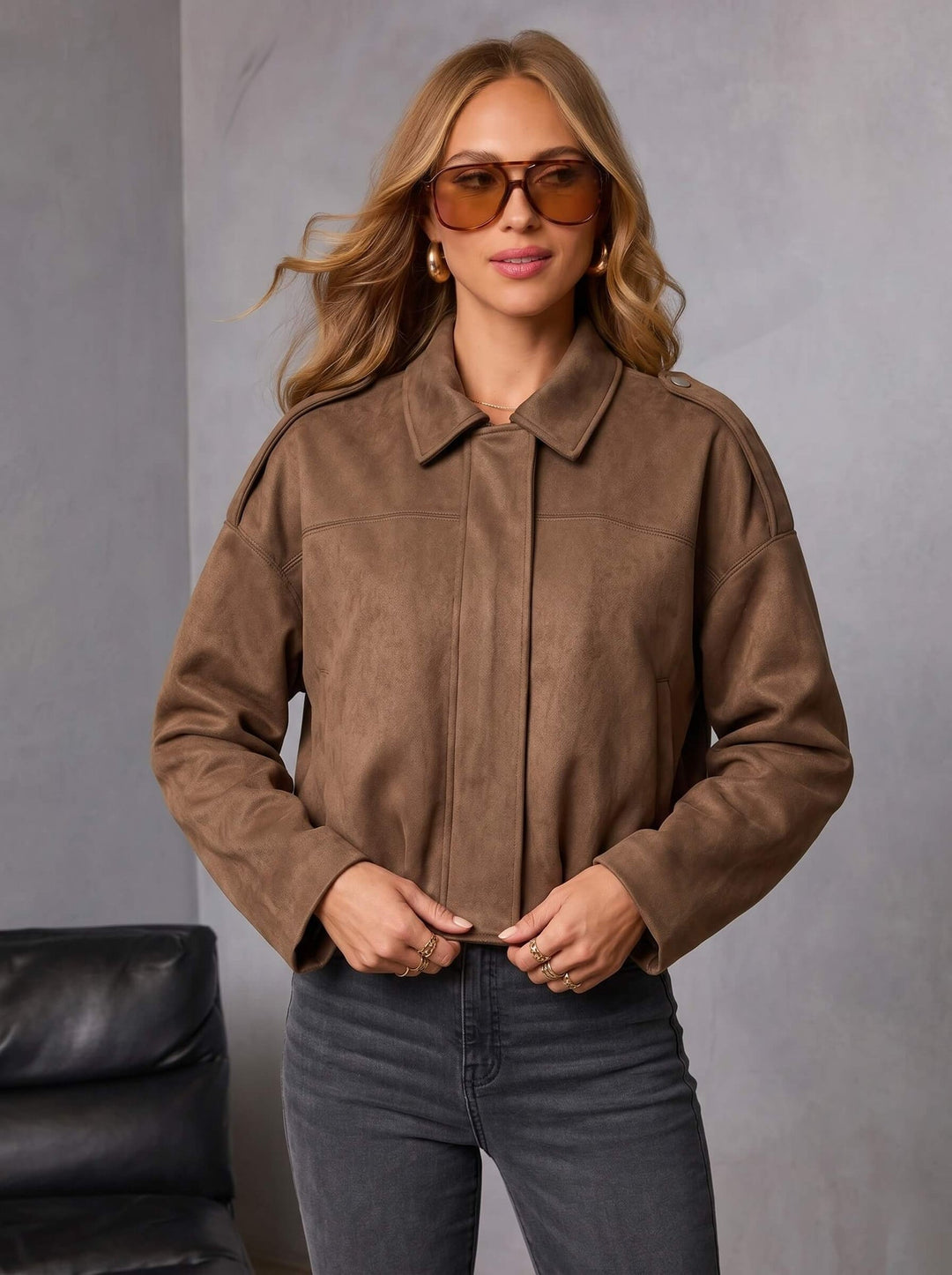 Yuzu Suede Bomber Jacket