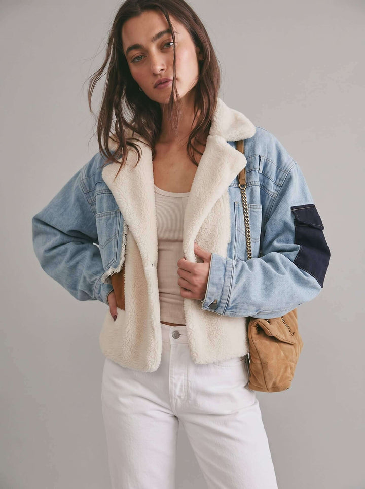 smaibulun Denim Patchwork Bomber