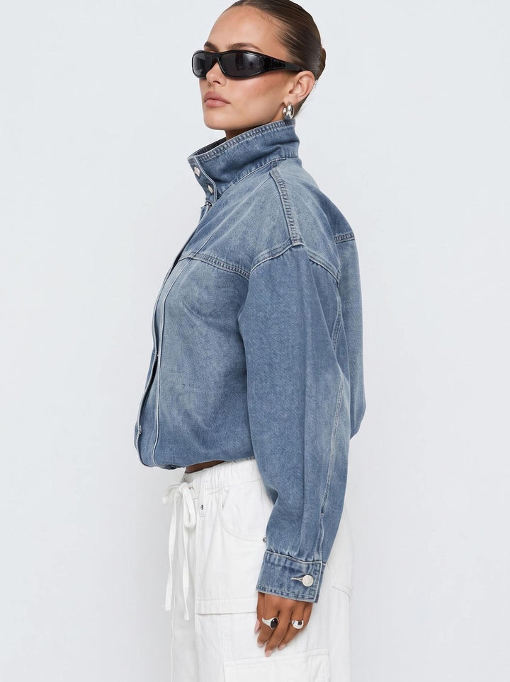smaibulun denim bomber jacket side detail
