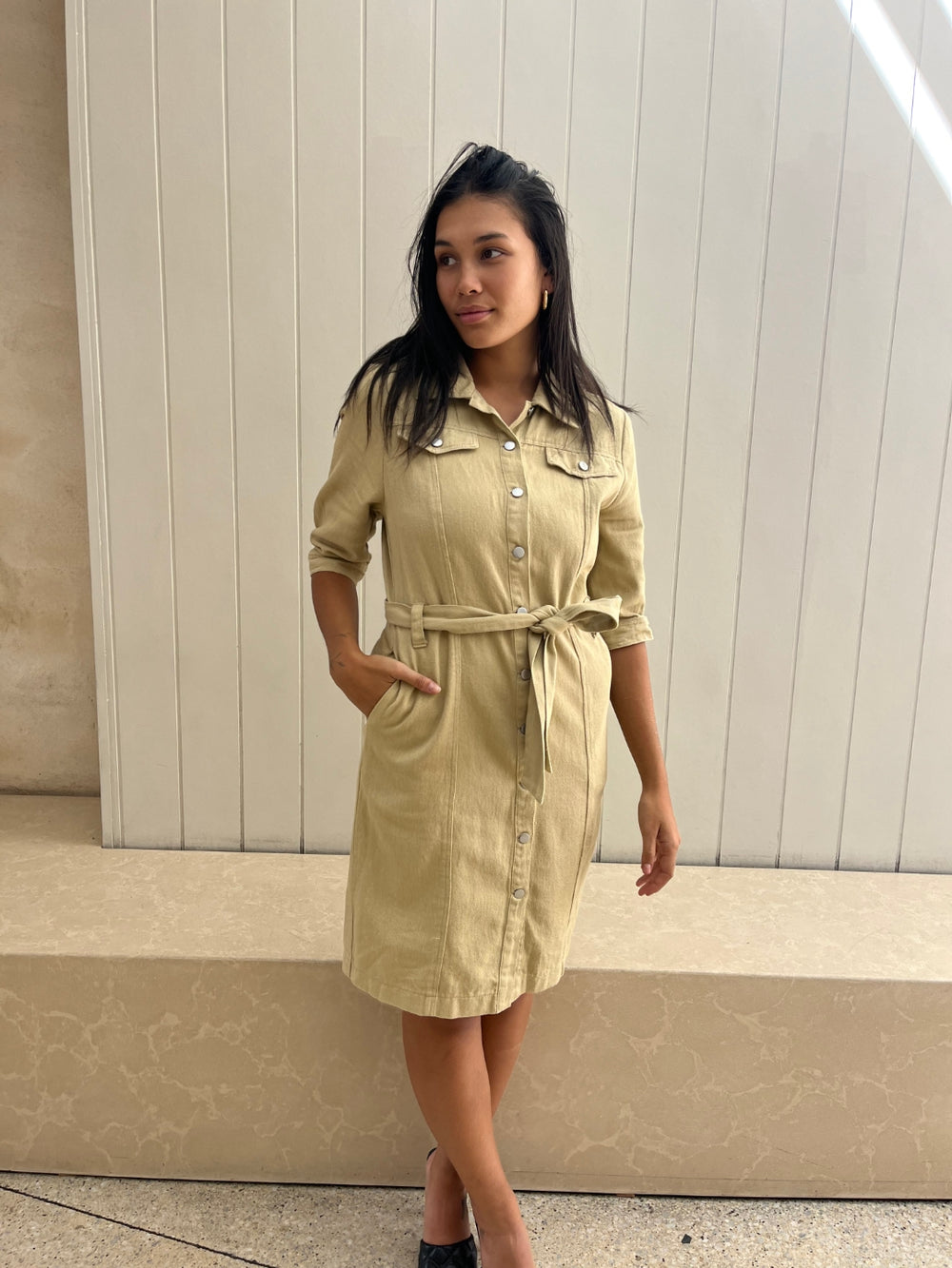 Cotton Drill Shirt Dress from Sunny Girl