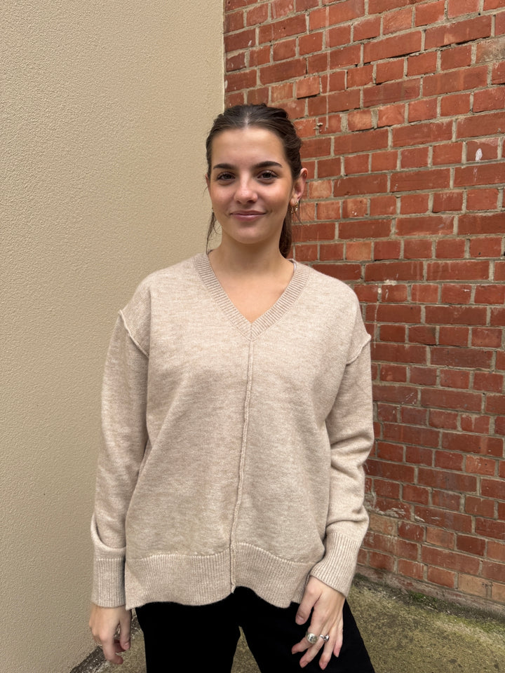 Stella wearing the Sunny Girl caprice knit jumper