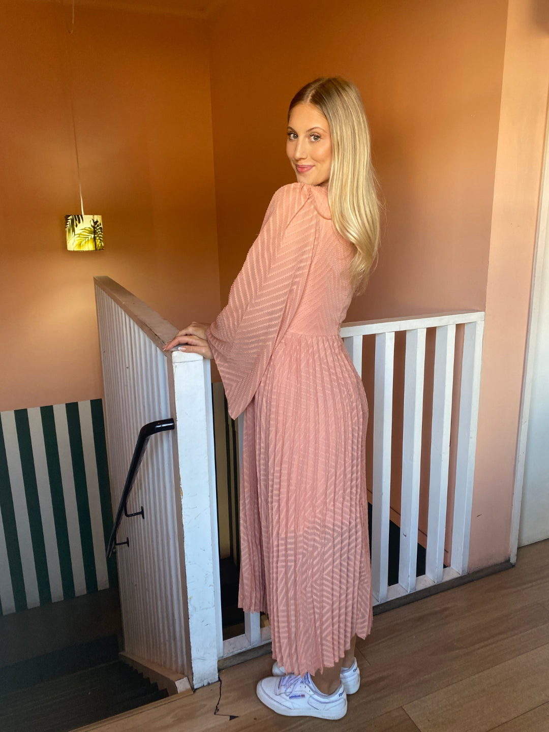 sunny girl maxi dress in peach