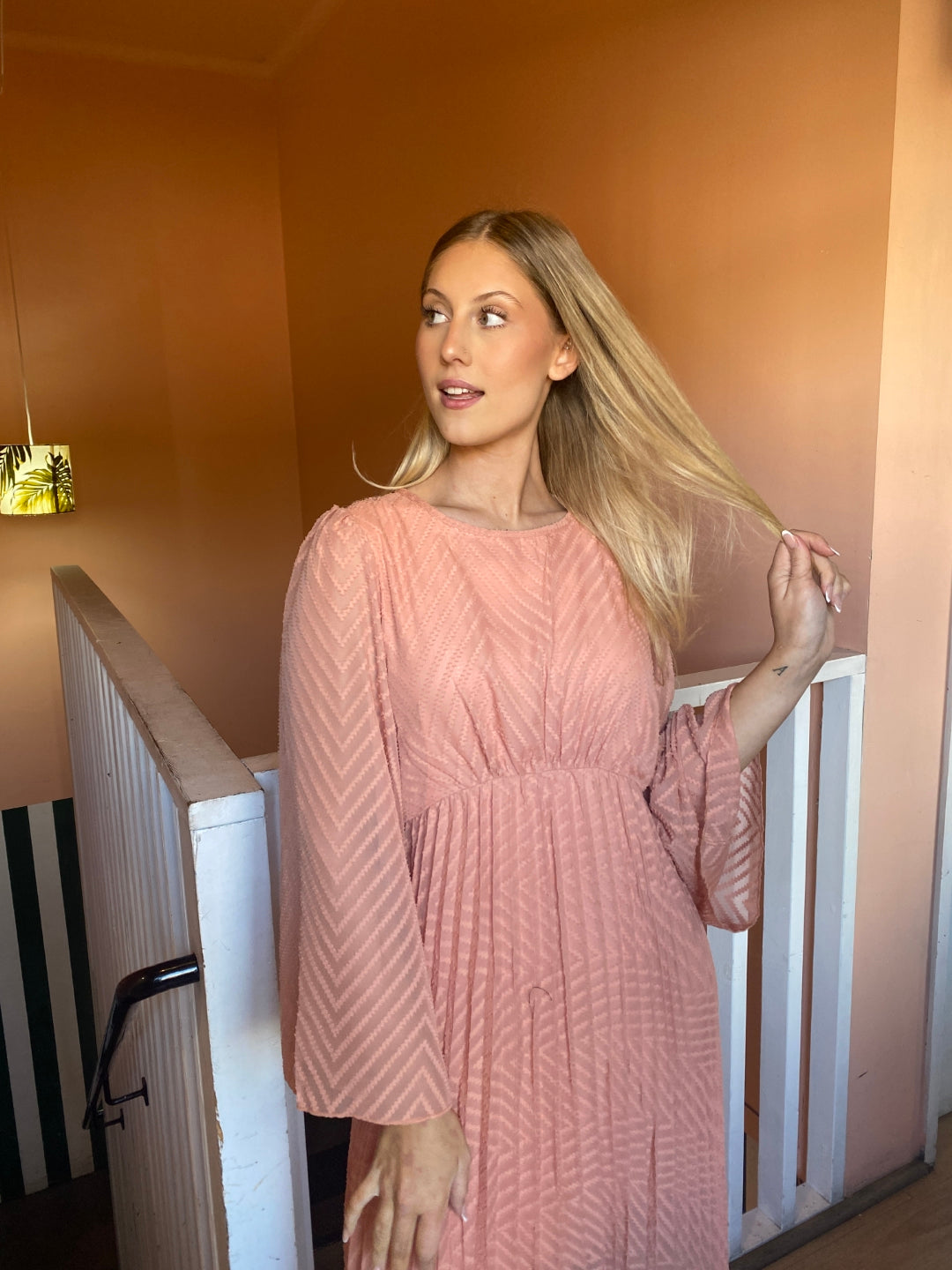 sunny girl maxi dress in peach front