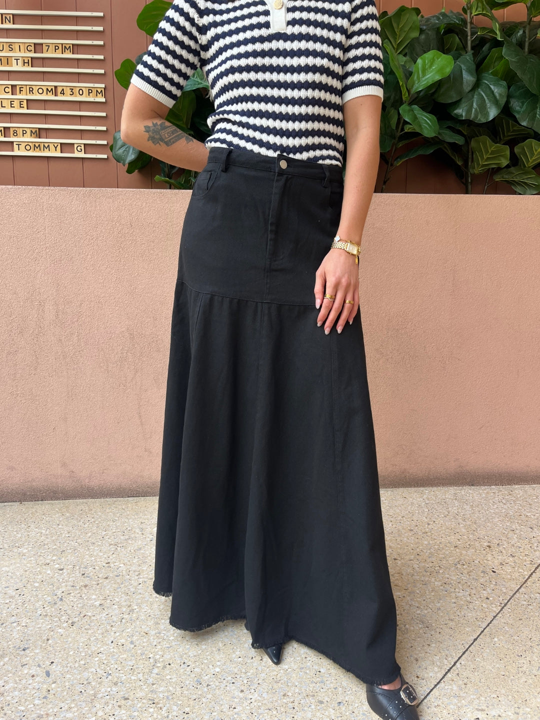 sunny girl maxi skirt black