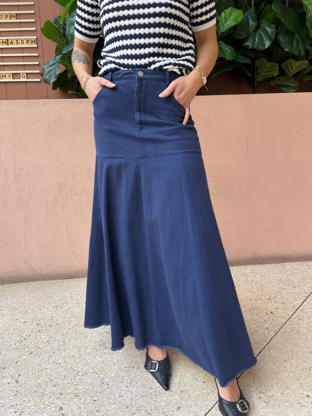 sunny girl maxi skirt navy