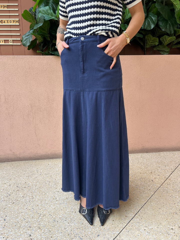 sunny girl maxi skirt navy