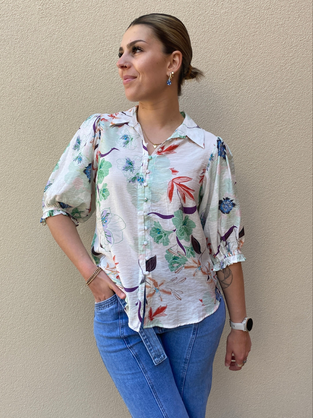 Tahla Print Short Sleeve Top