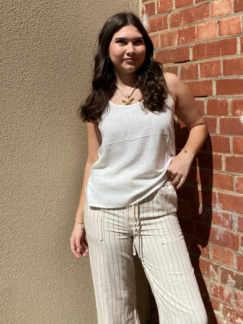 sunny girl pinstripe pants beige