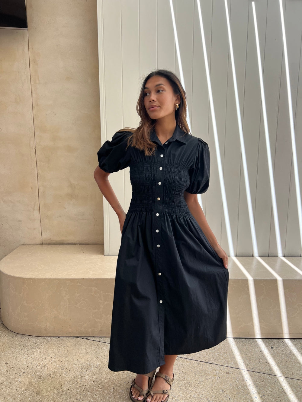 sunny girl shirt dress black