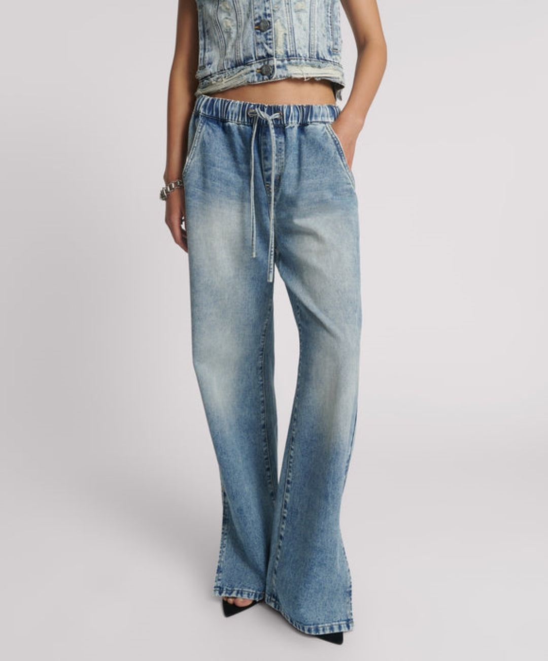 sunset blue drawstring jeans one teaspoon