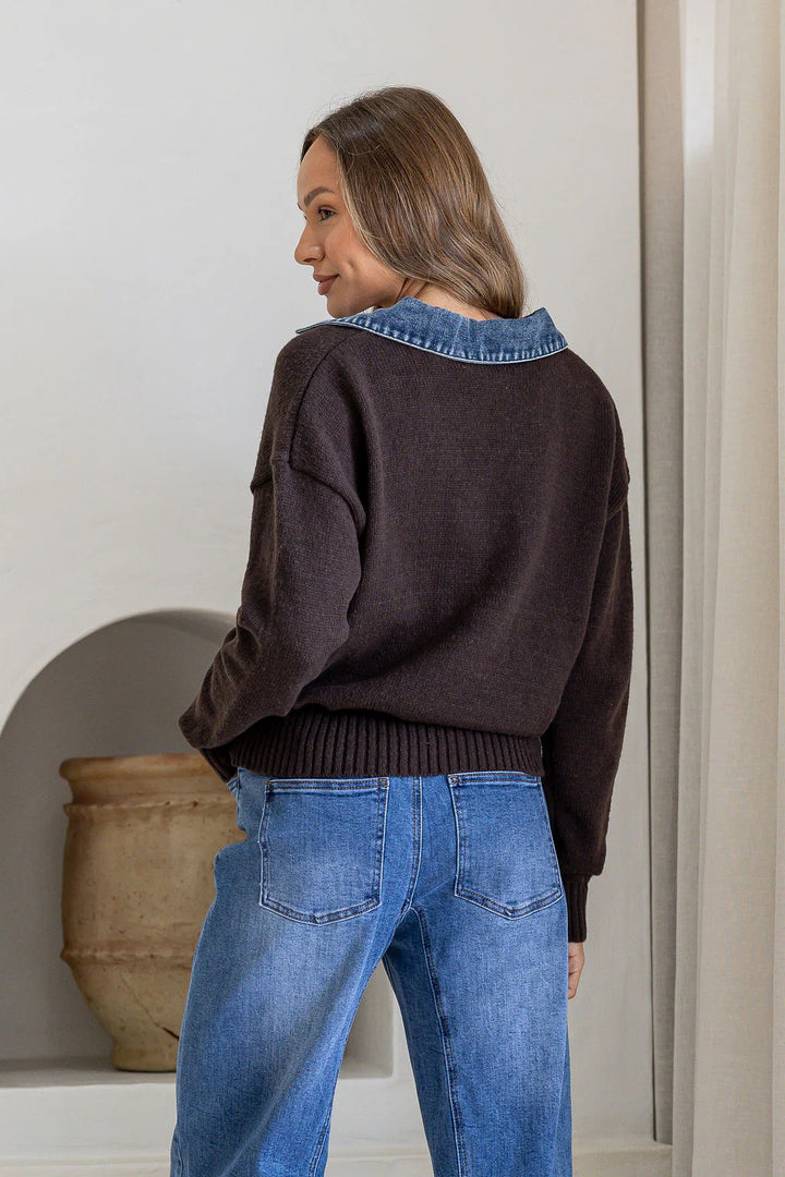 Suzanna Denim Collar Knit