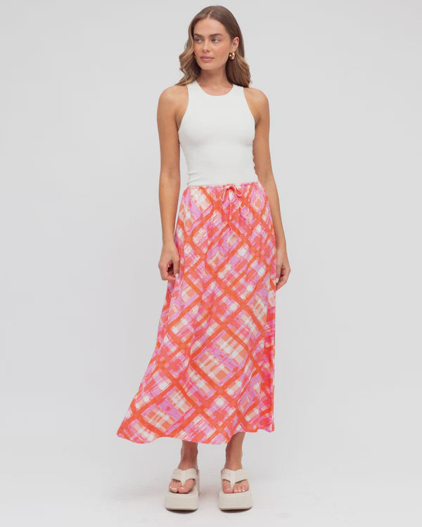 white closet clara print skirt