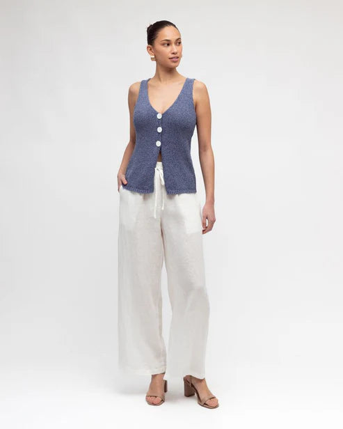 Lamar Knit Top in Blue from White Closet