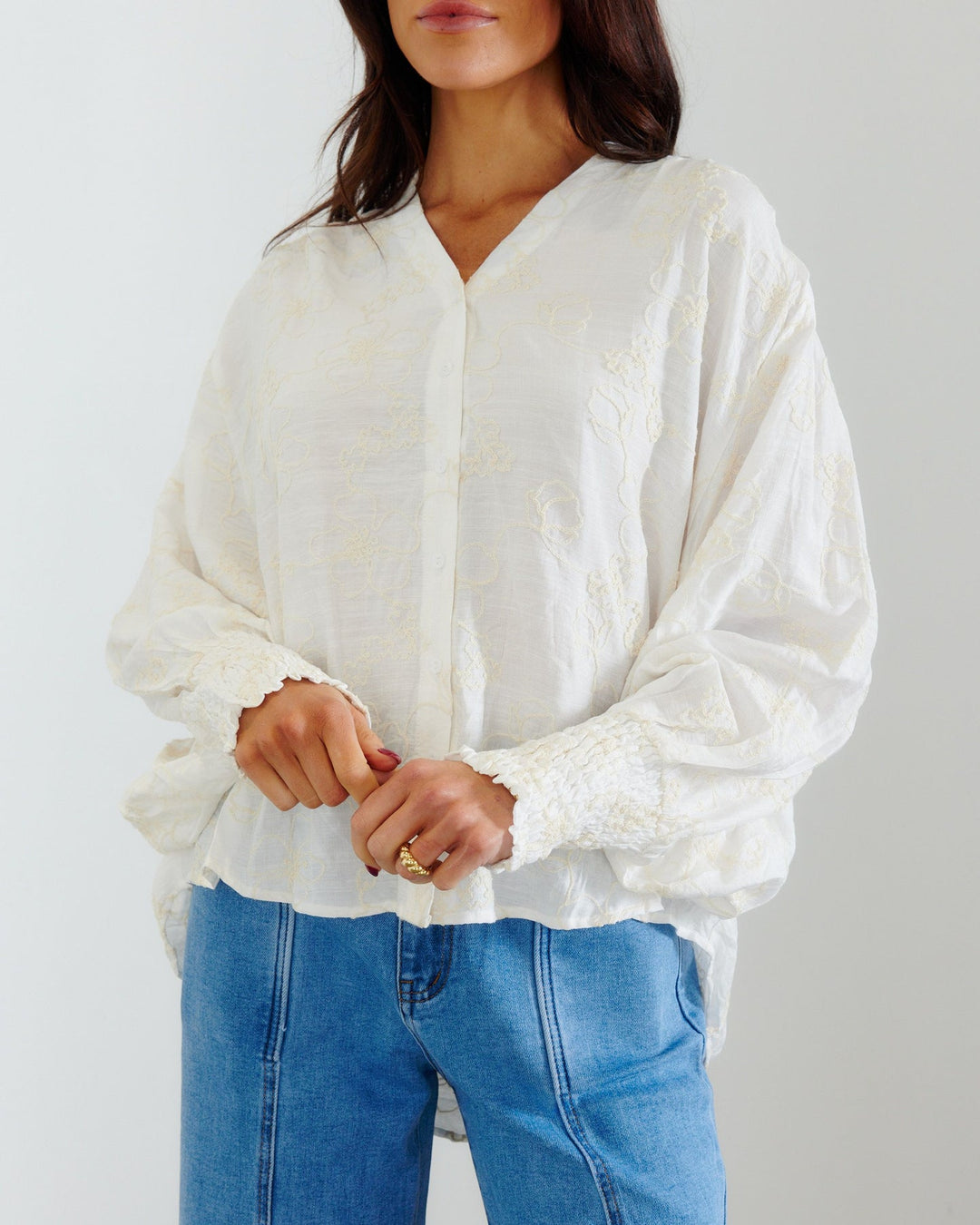 white btl the label tilly balloon sleeve blouse 