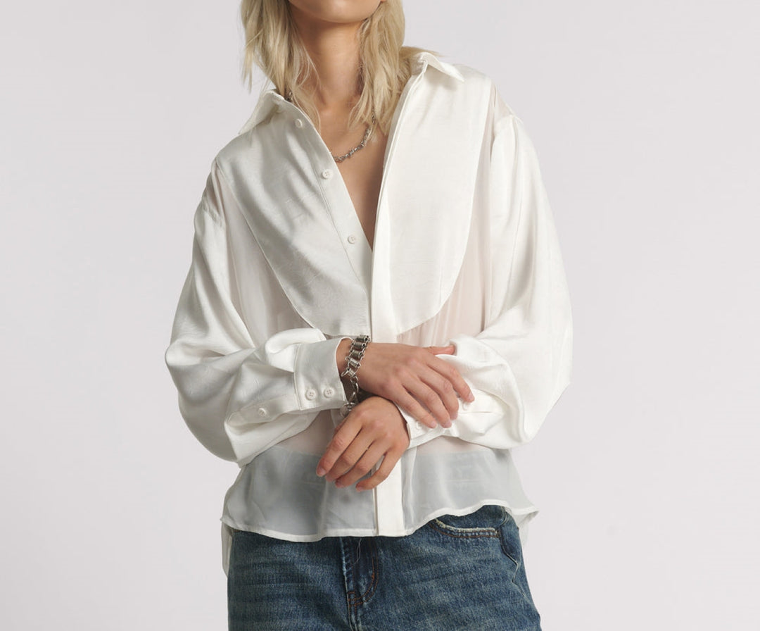 white sheer tuxedo shirt one teaspoon