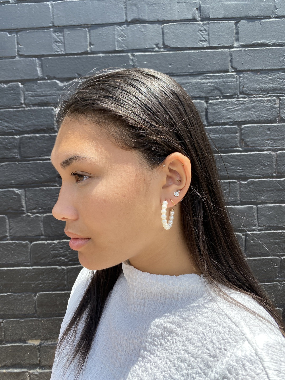 Pearly Hoop Earrings